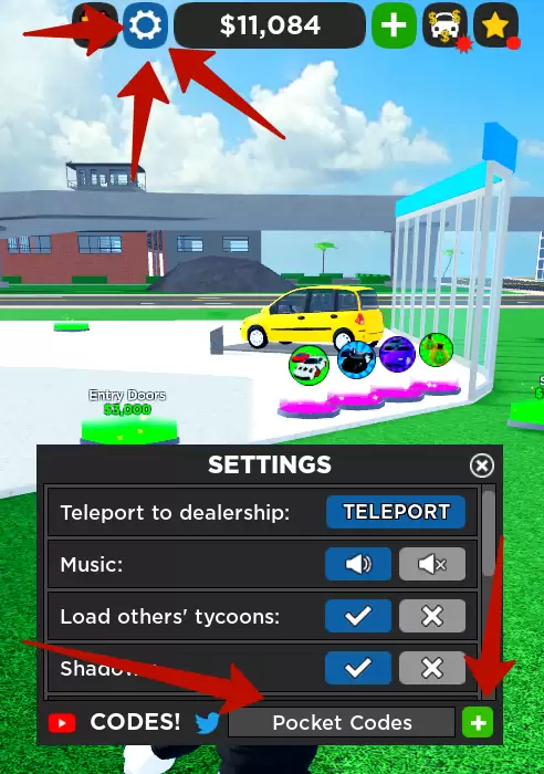 How do I redeem Car Dealership Tycoon codes?