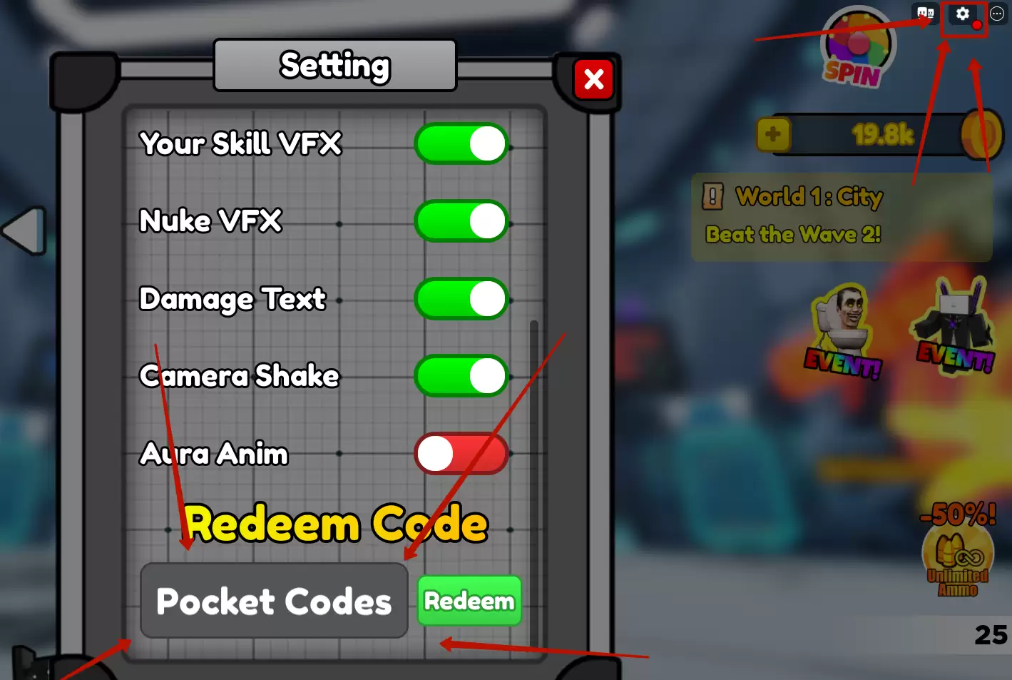 How to use Skibidi Warriors codes