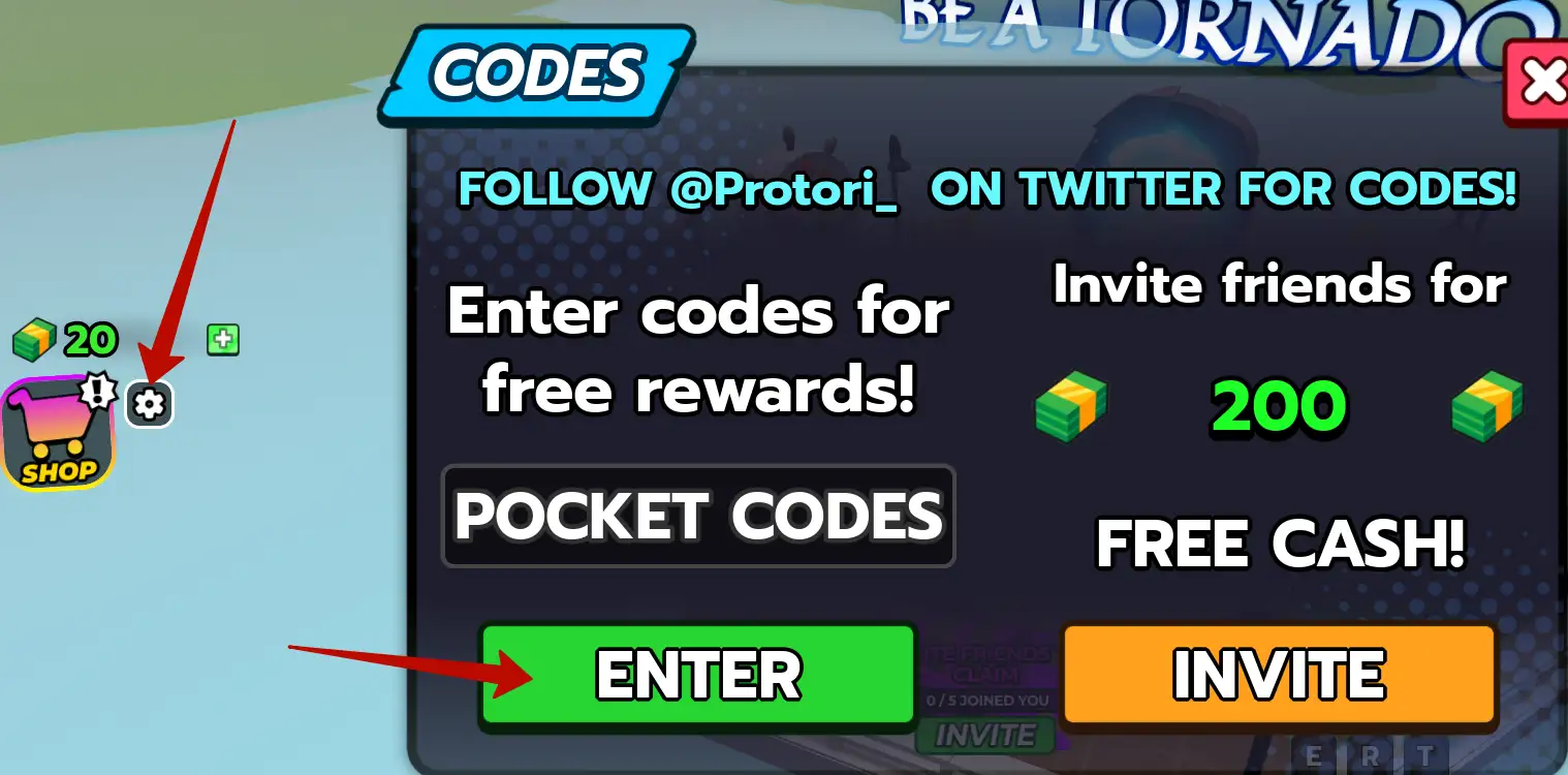 How to redeem Be a Tornado codes?