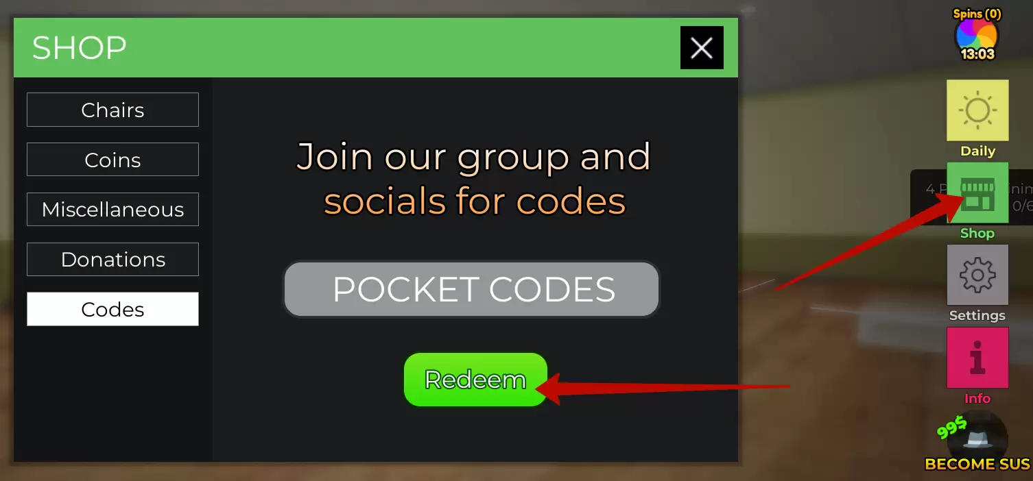 How to redeem Who's SUS codes